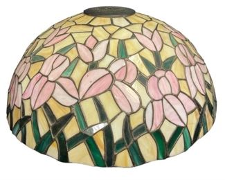 Antique Stained Leaded Glass Iris Shade
