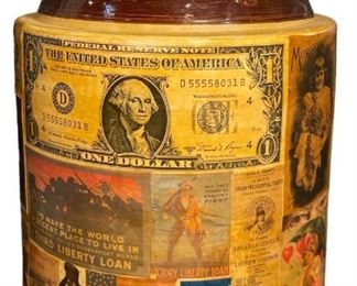 Sgd. POPS CASEY Presidential Folk Art Five Gallon Stoneware Jug
