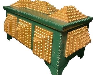 Sgd. POPS CASEY Americana Collage Wood Trunk
