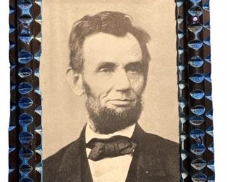 Sgd. POPS CASEY Tramp Art Print of ABRAHAM LINCOLN
