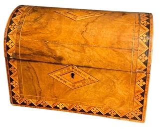19th C. Inlaid Dome Top English Tea Caddy
