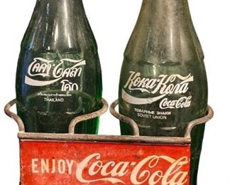 Antique Coca-Cola Bottles and Holder
