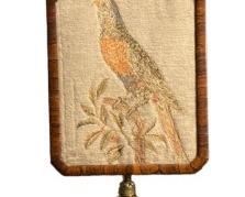 19th C English Embroidered Firescreen Parrot
