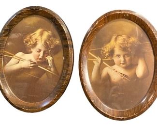 Pair of M.B PARKINSON Framed Cupid Series Prints
