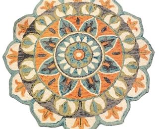 Floral Petal Indian Tufted Wool Area Rug
