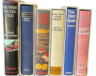 Collection SCRIBNER'S Novels w Slipcases HEMINGWAY, FITZGERALD, CHANDLER, TWAIN
