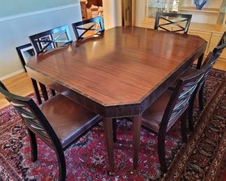 Councill Furniture dining table and 6 chairs..mahogany and rosewood