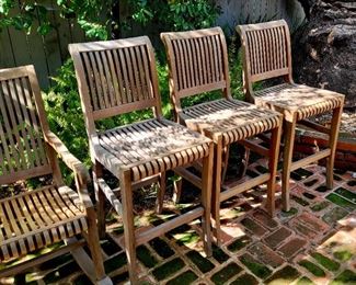 Smith & Hawken teak barstools