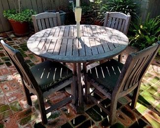 Smith & Hawken teak patio table and 4 chairs
