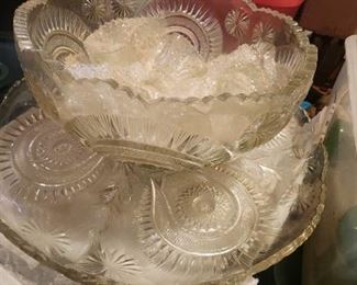 Jumbo lead crystal punch bowl set 