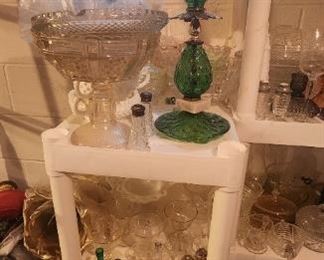 crystal , antique glass, amber , peach , milk glass