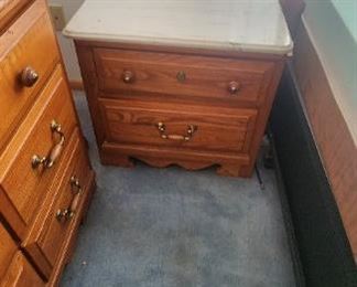 oak bedroom set marble top nightstands 
