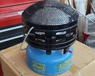 Antique Sears gas heater never used  in box  10 gallon sandblaster new in box 