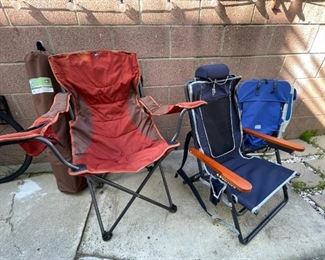 Assorted REI camp and beach chairs