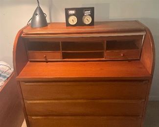 Teak, small, rolltop desk