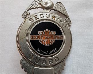 Harley Davidson Security Guard badge from the original factory in Milwaukee, Wisconsin.