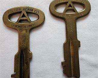 Jail house door keys made by Folger Adam Company in Lemont, Illinois. Two available.