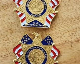 2001 Georgia Police Memorial Ride badge. Two available.