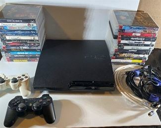 HKT005 Ultimate PS3 Playstation 3 Lot Slim Console, Controllers, 27 Games