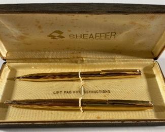 HKT008 Vintage Sheaffer Crown 12K G.F. Ballpoint Pen and Mechanical Pencil Set in Original Case