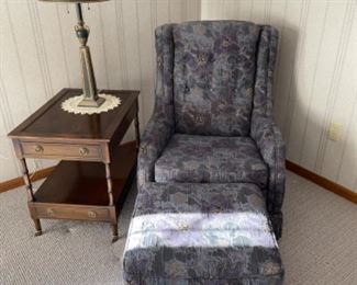 CHAIR & OTTOMAN, END TABLE