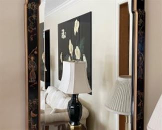 CHINOISERIE FRAMED BEVELED MIRROR