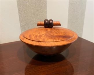 $150.00…………BOB CARLS SIGNED WOOD BOWL WITH LID