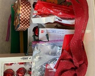 Bins of Christmas decor