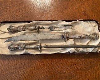 Antique Sterling handled carving set