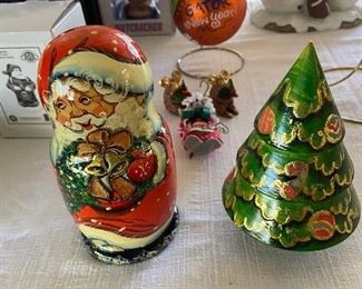Genuine Russian nesting Santa and tree