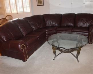 Beautiful Hancock sectional with nailhead trim 53 x 26 x 51