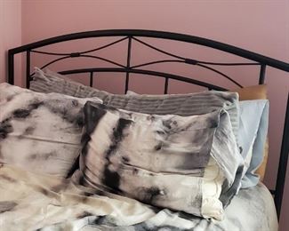 Queen metal headboard and bed frame. Mattresses not included
