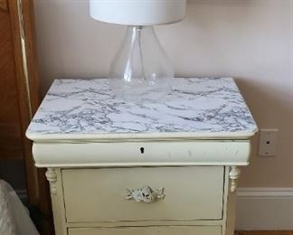 Painted marble top night stand with matching dresser