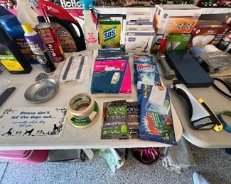 Garage is full of cleaning supplies 