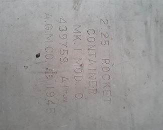 Stamped marking on the US Army container
