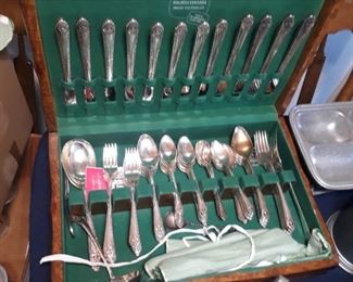 Silver plate flatware set in the box