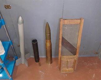 Vintage Cabbage slicer,
Rocket
Artillery shells, world war 2