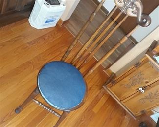 Carved highback chair , marked Germany
Music chair