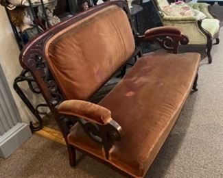 Rosewood  Burgundy Velour Setee