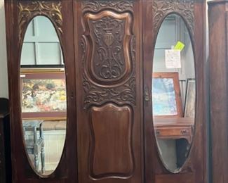 1900’s French Mahogany Armoire. 7 pc Breakaway