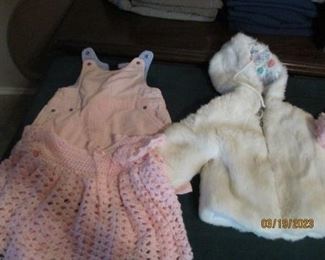 Girl's clothes.  Pink Sweater set/hooded coat.  Approx 12 - 18 months