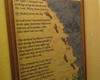 Framed Quilted "Footprints in the Sand" Wall Decor 