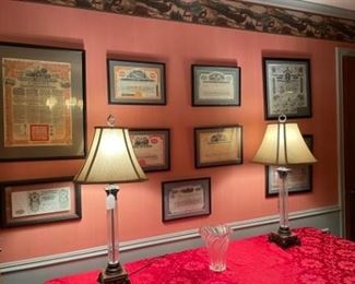 Framed 'Historic" Stock Certificates