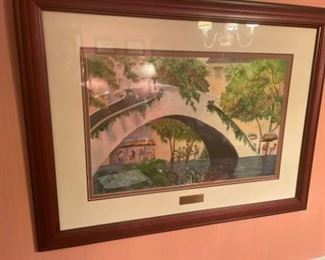 "Sunrise at the Riverwalk" - Suretta J. Todd.  32 x 35" framed.  Watercolor.
