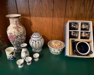 Oriental tea set and misc