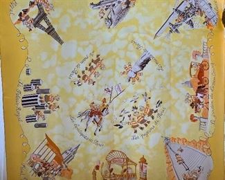 RARE HERMES Paris Les Triples Nicole Lambert Silk Scarf FULL SIZE & VERY RARE YELLOW!