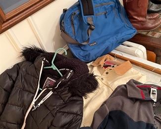 Justice puffy coat, Rad Patagonia bag 