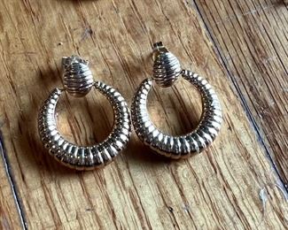 Gold dangle hoop earrings