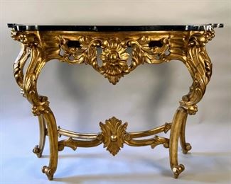Italian Rococo Style Gilt Console With Marble Top