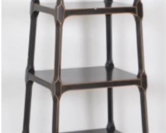 Regency Style Parcel-Gild Black Painted Etagere